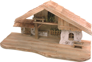 Weihnachtskrippen-Stall Osser Holznatur geflämmt 70x30x33cm