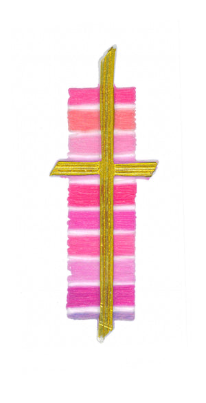 Wachs-Kreuz Dekorwachs gold Rosa-Töne 11x4,5cm