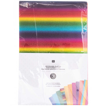 Moosgummi-Platten Set Rainbow metallic A4 20x30cm 10 Bögen