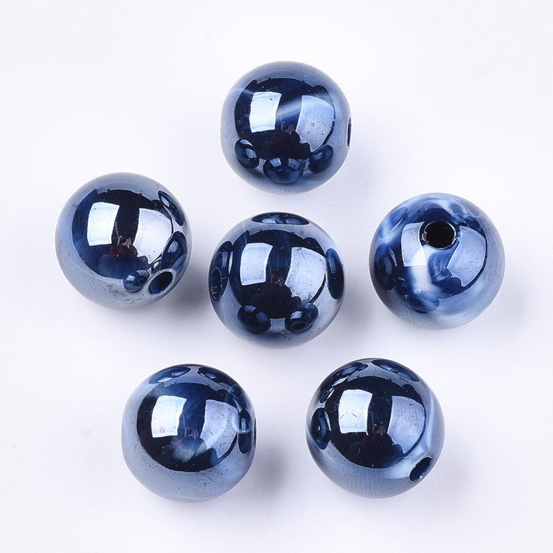 Acrylperle 16mm dunkelblau Imitation Cloud Style perlmutt Loch: 3mm 1 Stück