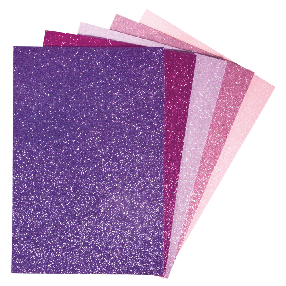 Moosgummi Platten Glitter selbstklebend A4 20x30cm 2mm 5 Stück Rosa-Töne
