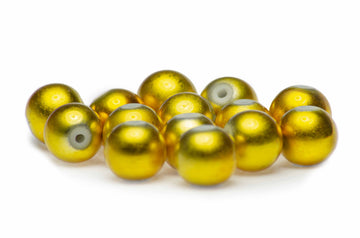 Wachs-Glasperle goldgelb metallic 12mm 14 Stück