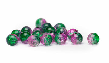 Crackle-Glasperle 8mm rosa grün 20Stk.