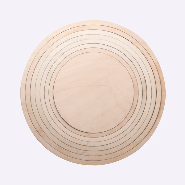 Holzringe natur mit Platte 32-60cm 7 Holzringe 1 Holzplatte