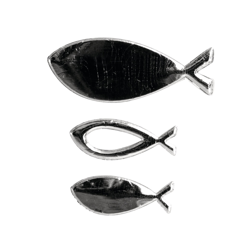Wachsmotiv Fische silber Verzierwachs 2,4-4cm 3 Stück