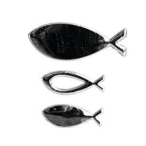 Wachsmotiv Fische silber Verzierwachs 2,4-4cm 3 Stück
