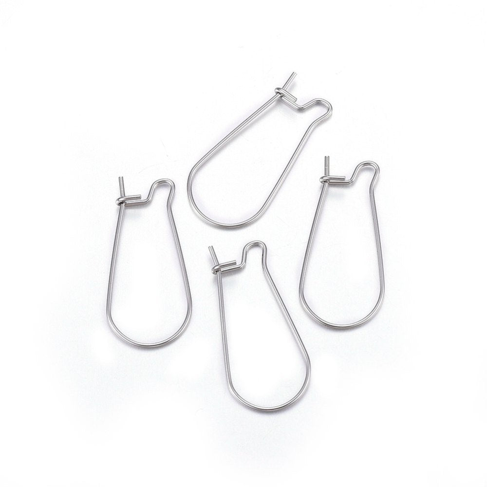 Ohrfeder lang Edelstahl silber 25x12x0,7mm 10 Stück/Pkg.