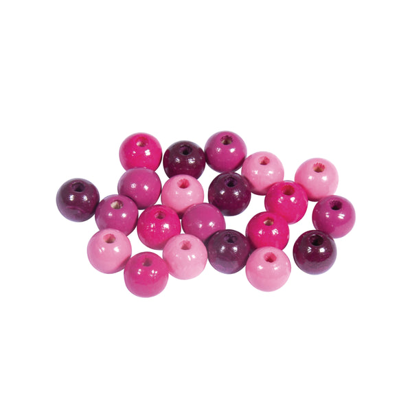 Holz Perlen Mischung poliert pink pastell FSC100%