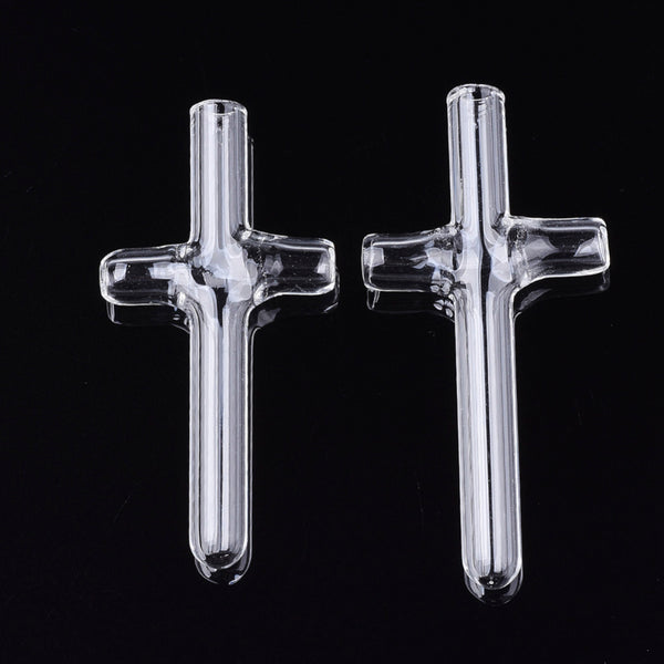 Kreuz-Glasphiole Lochgröße 5mm 76x35x9mm
