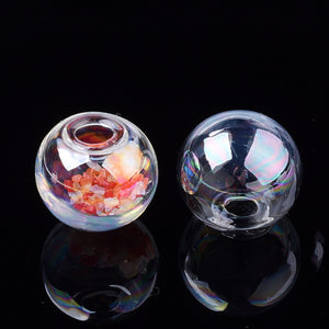 Glaskugel oben offen zum Befüllen AB Glanz 18mm Lochgröße 4mm 4 Stück