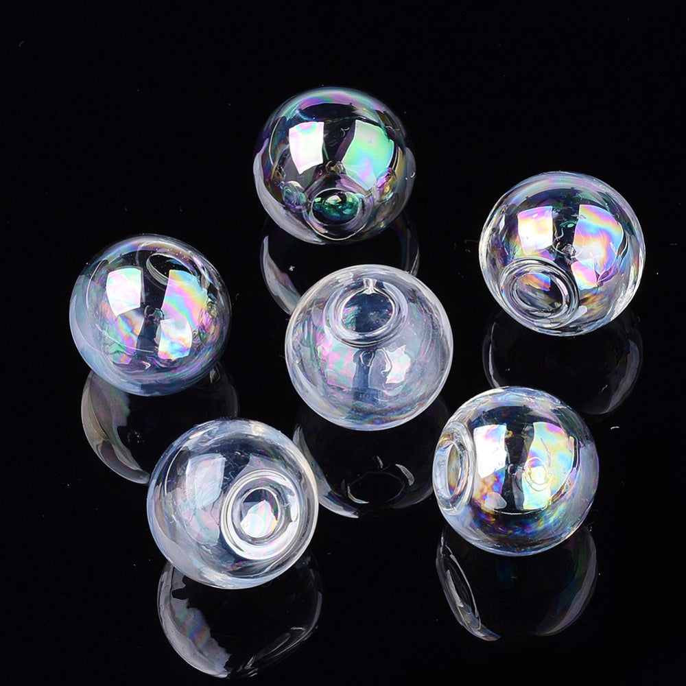 Glaskugel oben offen zum Befüllen AB Glanz 18mm Lochgröße 4mm 4 Stück
