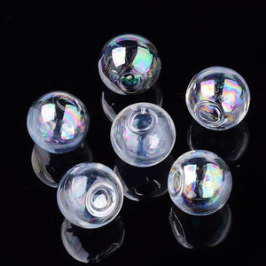 Glaskugel oben offen zum Befüllen AB Glanz 18mm Lochgröße 4mm 4 Stück