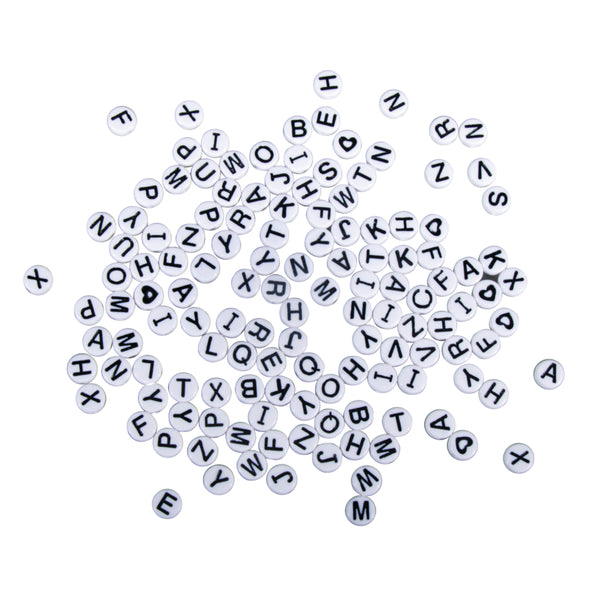 Acryl-Buchstabenperlen-Perlen Scheibe weiss 5x5mm 40g