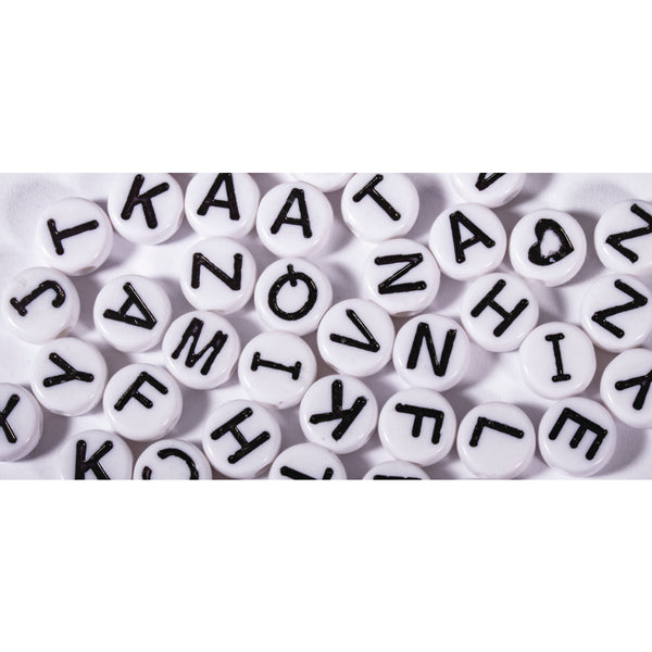 Acryl-Buchstabenperlen-Perlen Scheibe weiss 5x5mm 40g
