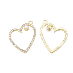 Herz-Anhänger Rhinestone Pendant hell-gold 28x21x5mm Loch 1,6mm 1