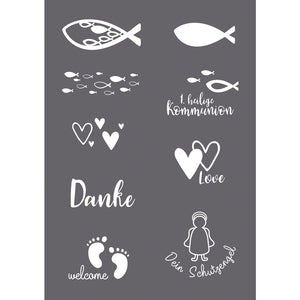 Siebdruck-Schablone Anlass selbstklebend A5 Schablone inkl. Rakel