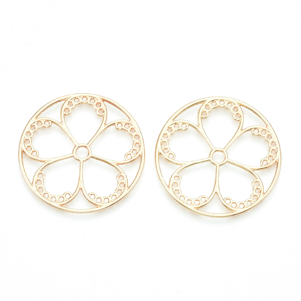 Kronleuchter Anhänger Blume zum Weben, goldfärbig, 36mm, 2 Stück/Pkg.