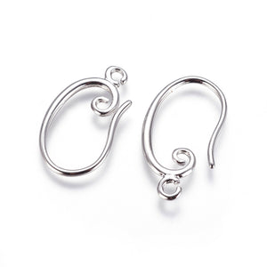 Ohrhaken mit Schnörkel 17x10mm long-lasting plating mit Anhängeöse 2 Stück/Pkg.
