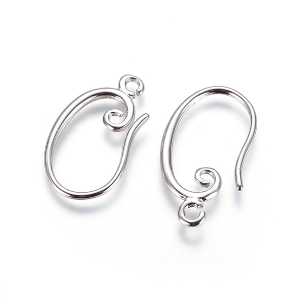 Ohrhaken mit Schnörkel 17x10mm long-lasting plating mit Anhängeöse 2 Stück/Pkg.