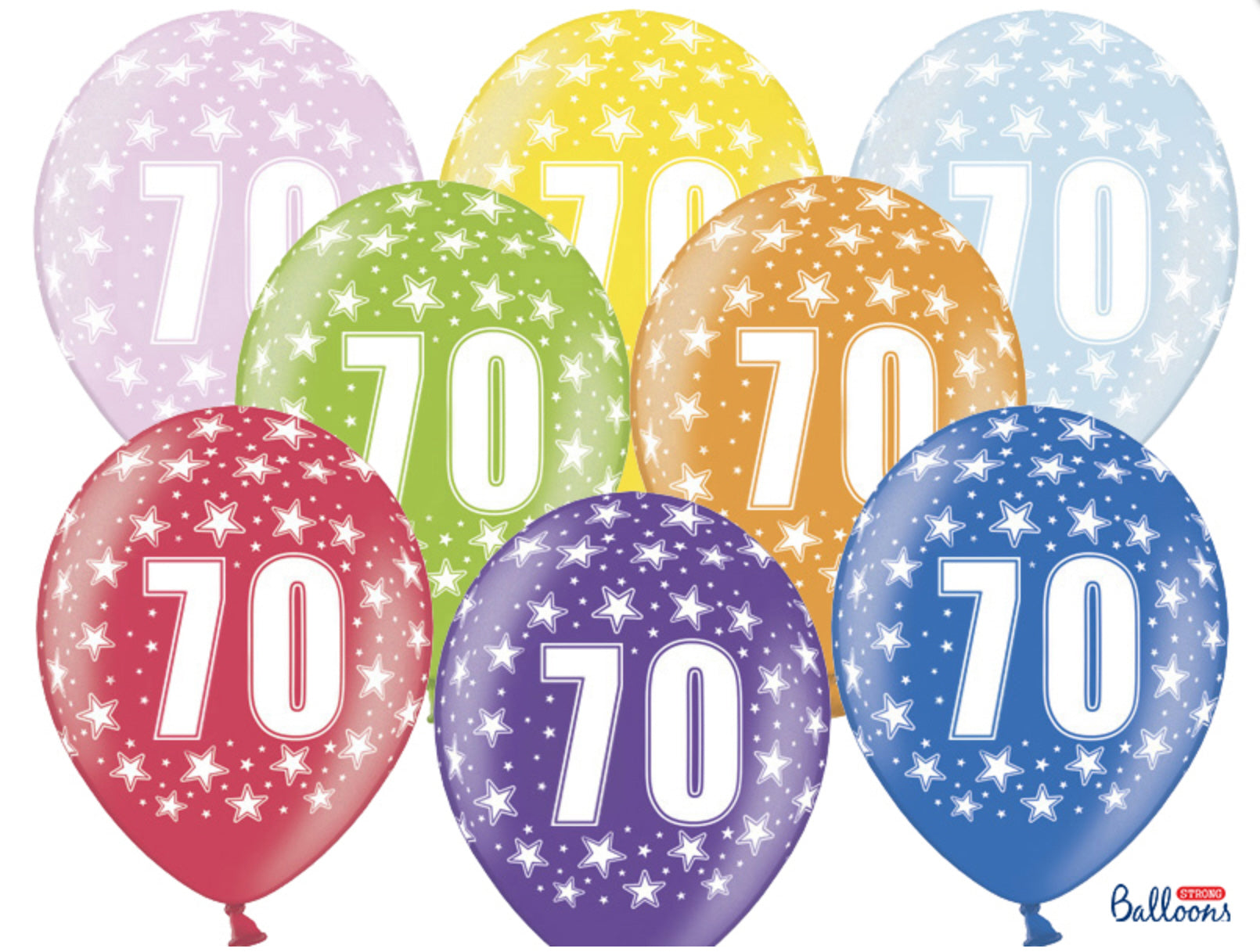 Luftballon Luftballons 30cm 70. Geburtstag Metallic Mix 6 Stück