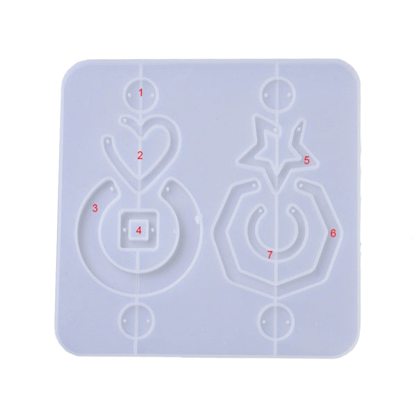 Silikongießform Ohrring Anhänger Schmuckherstellung Mischformen 156x153x6mm
