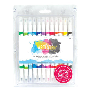 Docrafts Artiste Permanent Brush Marker mit zwei Spitzen, 12 Stück