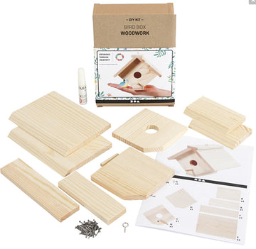 Bastel-Set Vogelhaus H 13cm Tiefe 14,5cm Kiefernholz DIY Kit