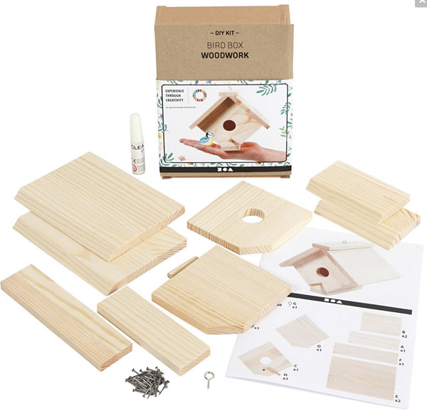 Bastel-Set Vogelhaus H 13cm Tiefe 14,5cm Kiefernholz DIY Kit