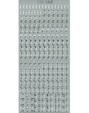 Shiny Outline Sticker Zahlen verschnörkelt Zahlen 123 gewellt silber Konturensticker 10x23cm Bogen