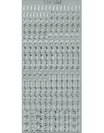 Shiny Outline Sticker Zahlen verschnörkelt Zahlen 123 gewellt silber Konturensticker 10x23cm Bogen