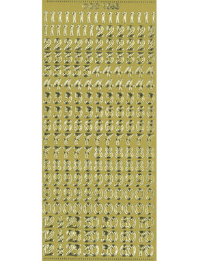 Shiny Outline Sticker Zahlen verschnörkelt Zahlen 123 gewellt gold Konturensticker 10x23cm Bogen