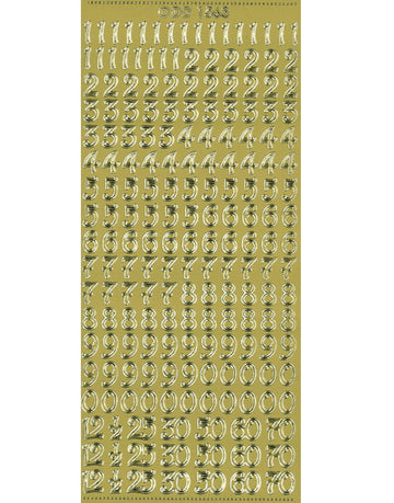 Shiny Outline Sticker Zahlen verschnörkelt Zahlen 123 gewellt gold Konturensticker 10x23cm Bogen