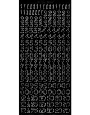 Shiny Outline Stickers Zahlen verschnörkelt Numbers 123 gelockt schwarz Konturensticker 10x23cm Bogen