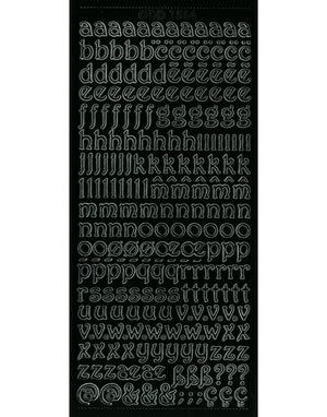 Outline Stickers ABC curled Kleinbuchstaben verschnörkelt 10x23cm 1 Bogen
