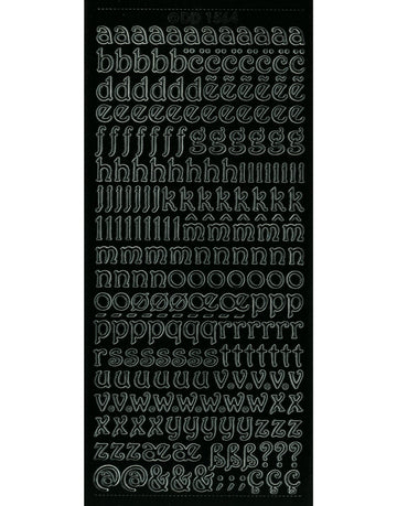 Umrissaufkleber ABC gelockt Kleinbuchstaben verschnörkelt ,10x23cm Bogen