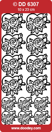 Shiny Outline Sticker Herzen Rosen gold Konturensticker 10x23cm Bogen