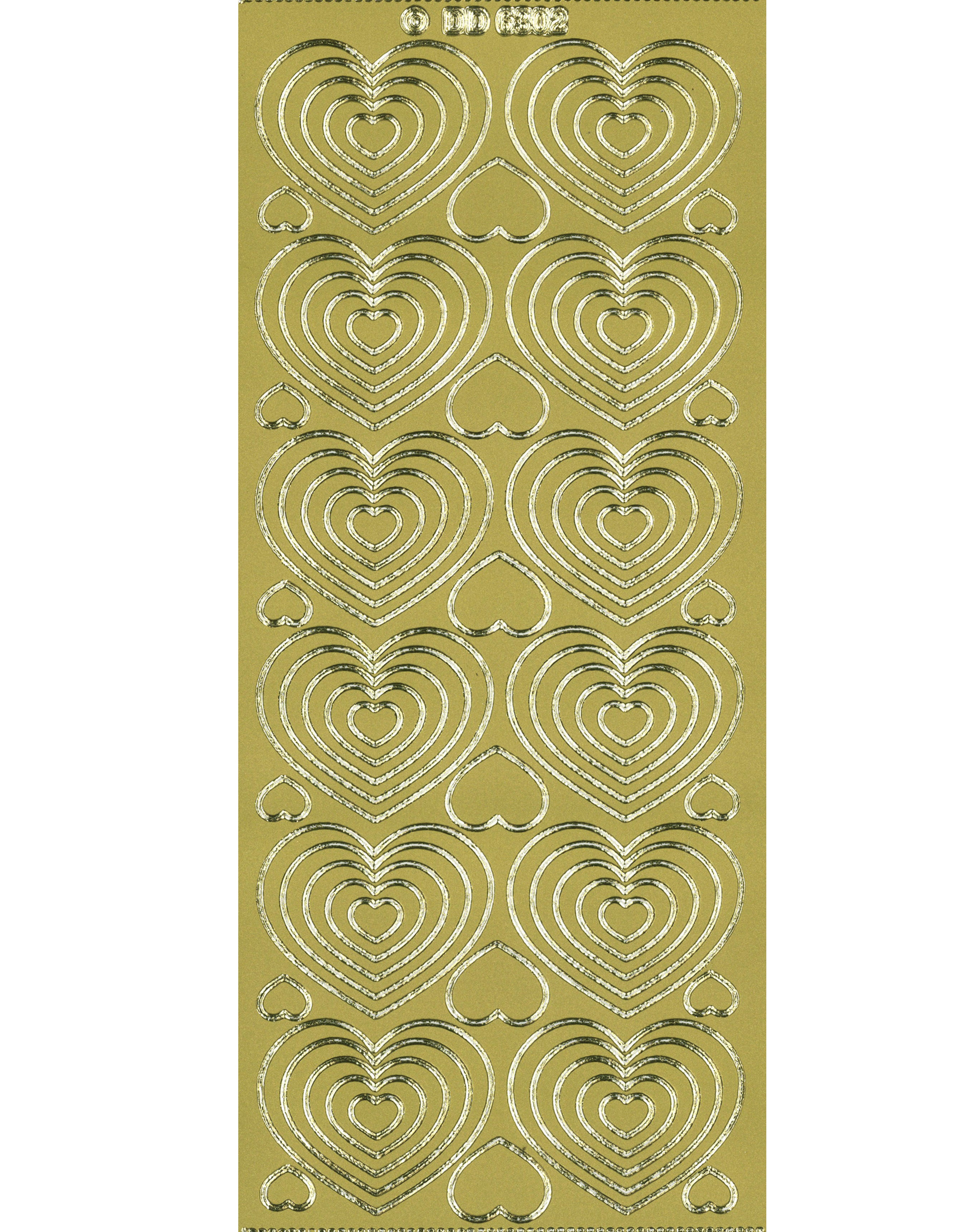 Shiny Outline Stickers Herzen Hearts gold Konturensticker 10x23cm Bogen