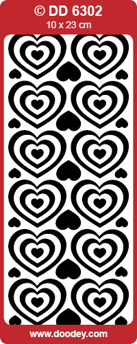 Shiny Outline Stickers Herzen Hearts gold Konturensticker 10x23cm Bogen