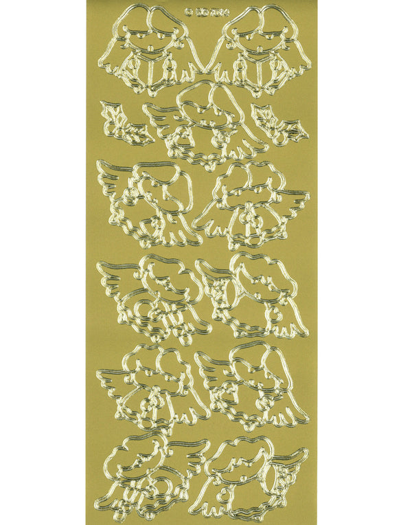 Shiny Outline Stickers Engelchen Music-Angels gold Konturensticker 10x23cm Bogen