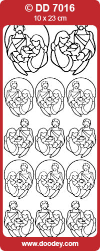 Glänzende Umriss-Aufkleber Josef Maria Jesus Gold Konturensticker 10x23cm Bogen