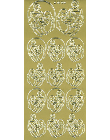 Glänzende Umriss-Aufkleber Josef Maria Jesus Gold Konturensticker 10x23cm Bogen