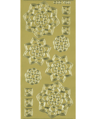 Glänzende Umriss-Aufkleber Mandala Blume Gold Konturensticker 10x23cm Bogen