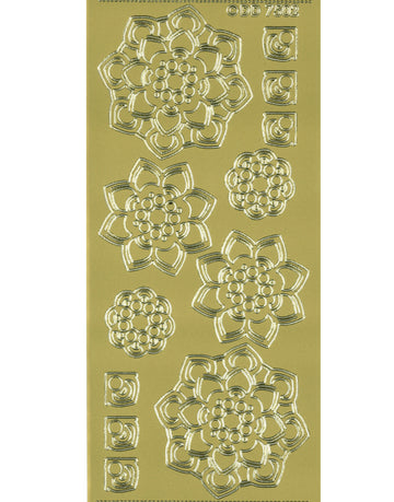 Glänzende Umriss-Aufkleber Mandala Blume Gold Konturensticker 10x23cm Bogen