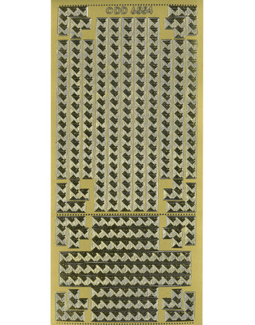 Glänzende Konturenaufkleber Rahmen Ecken Kreta Zierborte Gold Konturensticker 10x23cm Bogen