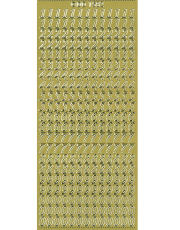 Glänzende Umrissaufkleber Zahlen eleganter Gold Konturensticker 10x23cm Bogen