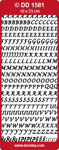 Shiny Outline Sticker Buchstaben Alphabet elegant gold Konturensticker 10x23cm Bogen