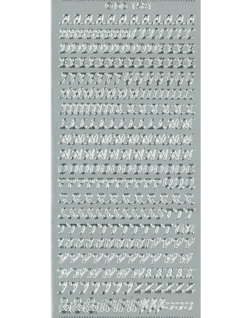 Shiny Outline Sticker Buchstaben Alphabet elegant silber Konturensticker 10x23cm Bogen