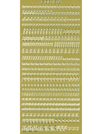 Shiny Outline Sticker Kleinbuchstaben Alphabet elegant gold Konturensticker 10x23cm Bogen