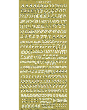 Shiny Outline Stickers Kleinbuchstaben Alphabet Combi ABC elegant gold Konturensticker 10x23cm Bogen