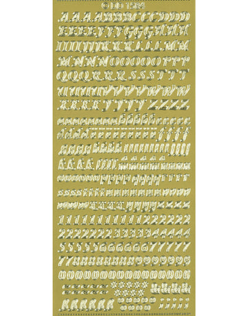 Shiny Outline Sticker Kleinbuchstaben Alphabet Combi ABC elegant gold Konturensticker 10x23cm Bogen